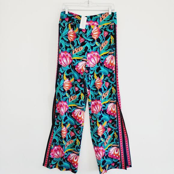 Trina Turk India Garden Swim Jersey High Rise Pant Swim Cover-Up Culottes Large - Picture 5 of 9